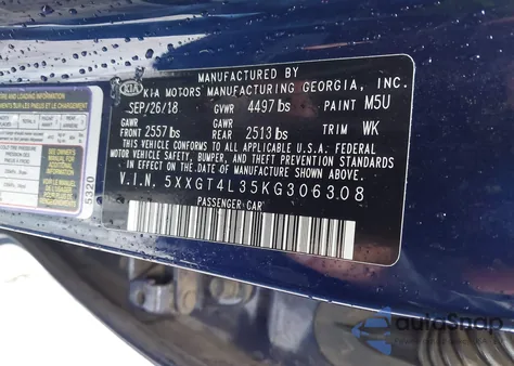 2019 Kia Optima S z USA, uszkodzony, nr VIN 5XXGT4L35KG306308